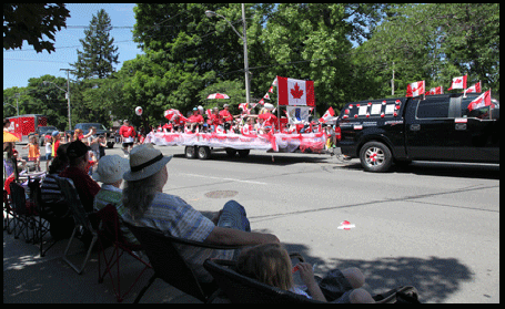 crowd watching parade in Port Dover on the Gold Coast in Southern Ontario