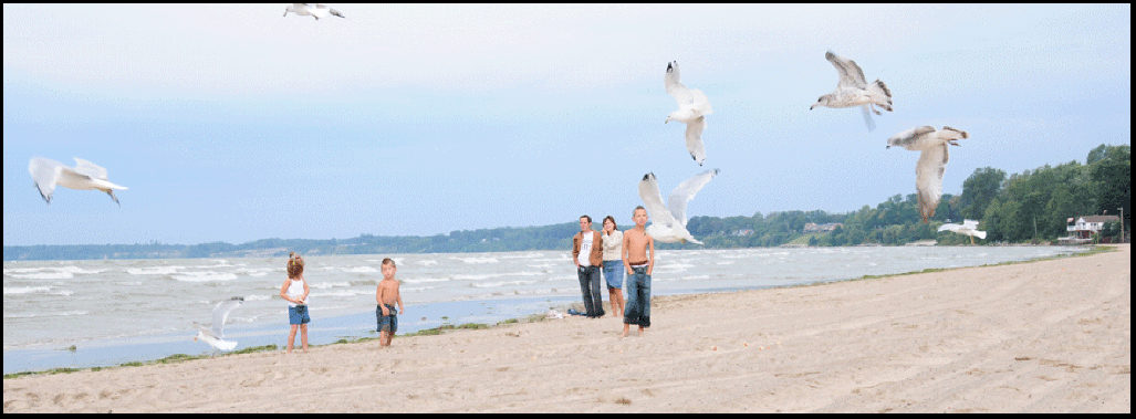 family at the beach in Port Dover, Real estate Port Dover, Retire Southern Ontario