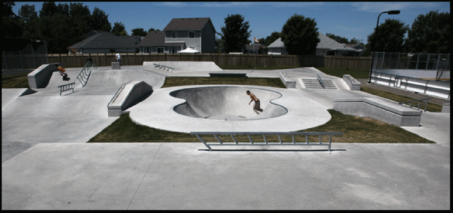 Port Dovers' new skateboard Park, for sale from the MLS on the Gold Coast in southern Ontario 