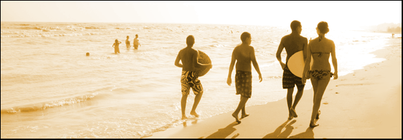 Photograph of people on Long Point Beach, investment property on the Gold Coast of Ontario, on Lake Erie