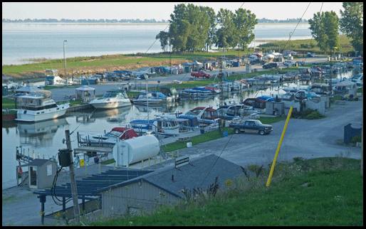 photograph of boats at  marina in Port Rowan, on the Gold Coast of Ontario, on Lake Erie