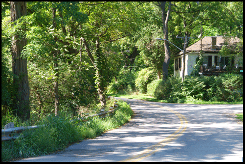  photograph of main road leading to Cottages and property in Port Ryerse, on the Gold Coast of Ontario, on Lake Erie