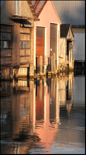 Port Rowan boat houses on the Gold Coast south coast of Ontario