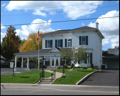 Photograph of funeral home in Simcoe, on the Gold Coast in southern Ontario