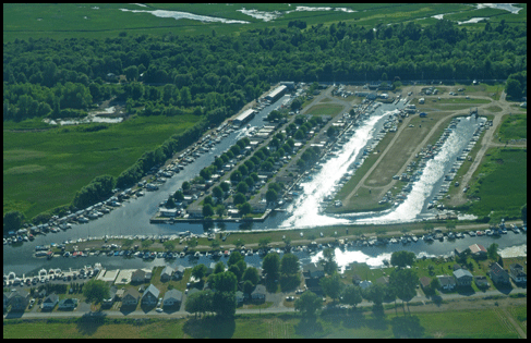 Photograph of airial view of marina in Turkey Point, investment property for sale on the Gold Coast in Southern Ontario