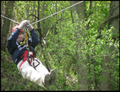 Photograph of zip line in Turkey Point on the Gold Coast in Southern Ontario