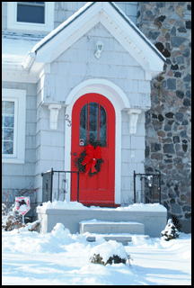 Photograph of house front door in Waterford, Norfolk County, in Ontarios Gold Coast