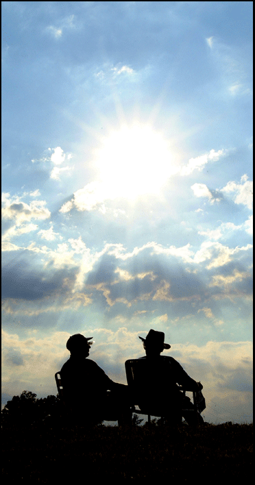 Photograph of men on bench in Port Dover, on the Gold Coast in southern Ontario